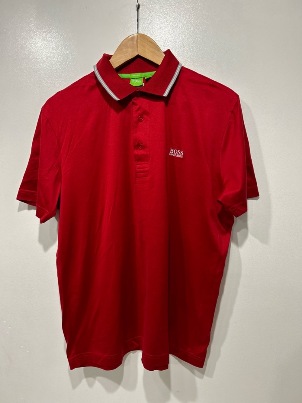 BOSS Hugo Boss Men’s 100% Cotton Regular Fit Red Polo Shirt Size L
